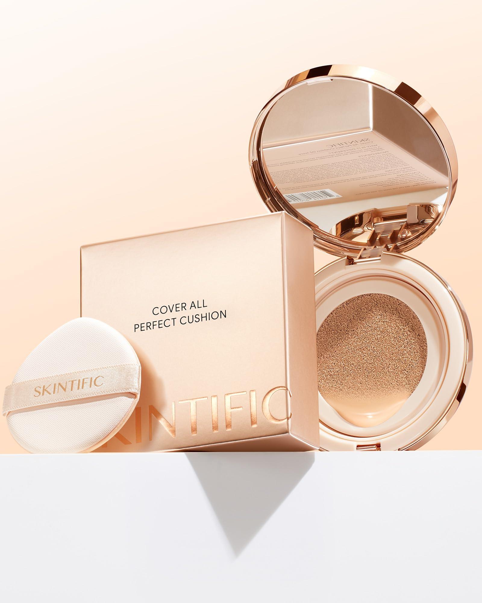 SKINTIFIC SKINTIFIC Cushion Foundation | Cover All Perfect Air Cushion | SPF 35 PA++++ | Oil-Control Waterproof Fondation Sweatproof Matte Finish Poreless Foundation Flawless BB Cream CC Cushion Makeup