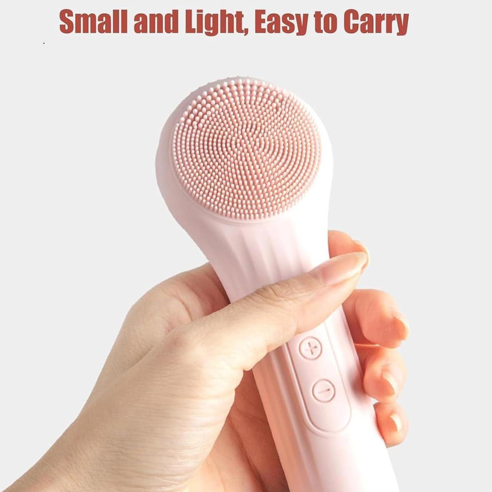 Generic Lumiglow Facial Cleanser, Lumiglow Electric Face Scrubber, Electric Facial Cleansing Brush, Waterproof And Rechargeable Silicone Face Scrubber, Facial Brushes for Cleaning (2pcs,Pink)