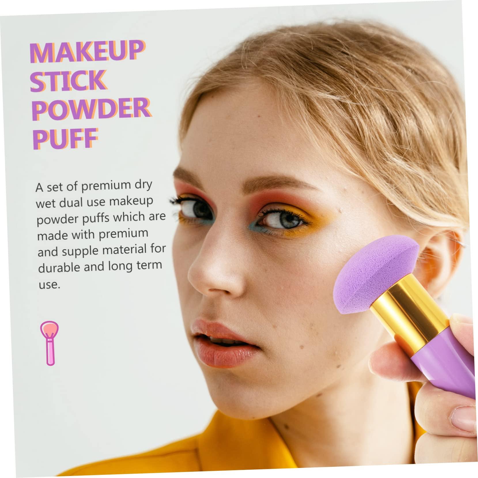 FRCOLOR FRCOLOR 4pcs Beauty Stick Blush Brush Mushroom Makeup Sponge Foundation Sponge Loose Powder Puffs Sponge Stick Face Powder Triangle Makeup Sponges Small Powder Puff Hairy Dry Puff Emulsion