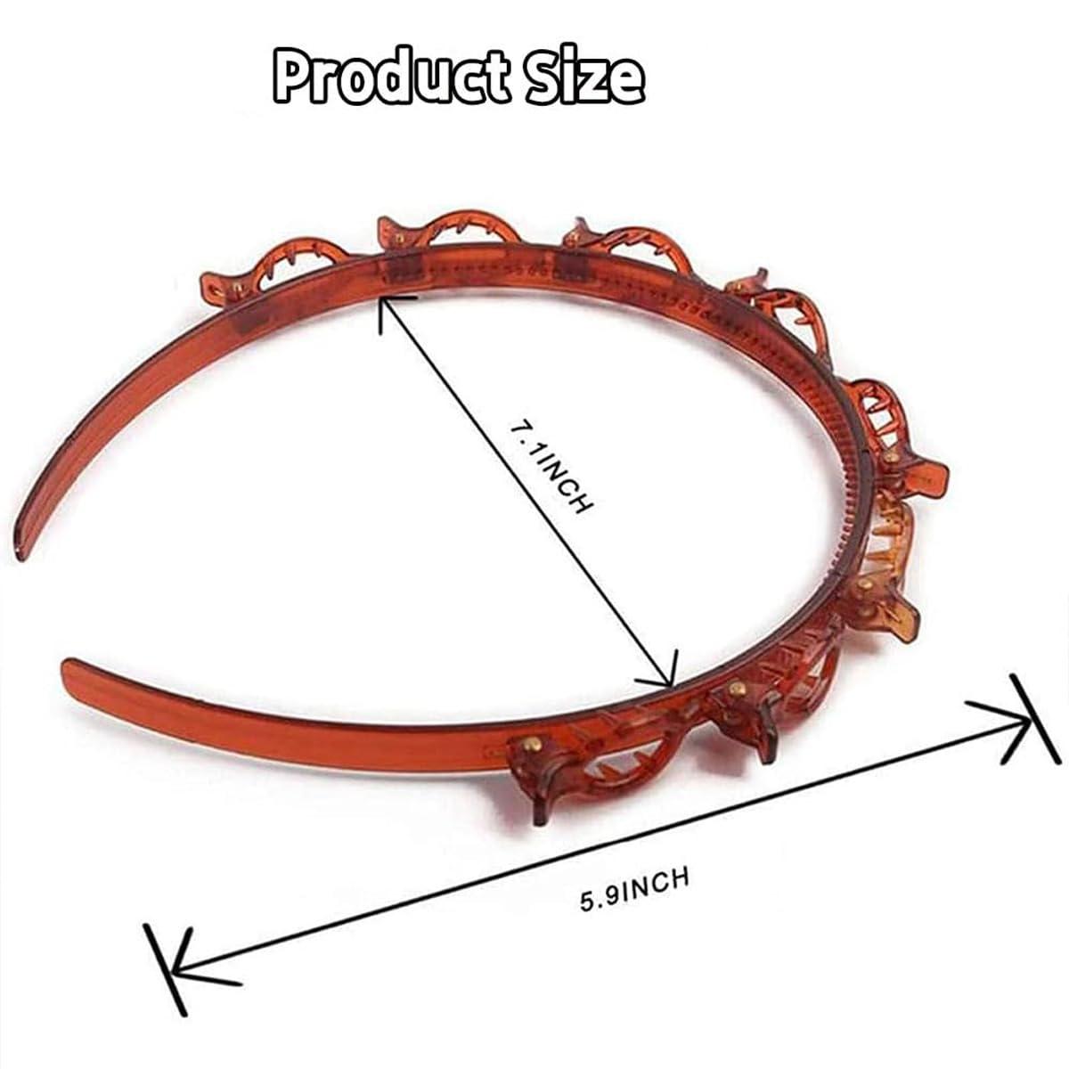 Evarisy Bangs Hairstyle Hairpin Headband, Headband with Clips Attached, Double Layer Band Twist Plait Headband Hairpin Hair Claw Clips, Women Fashion Hair Accessories (2PCS-2)