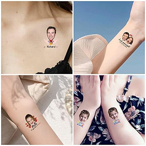 InterestPrint Custom The Groom Face Temporary Tattoos Adult, Personalized Fake Tattoos for Funny Bachelorette Party, Temporary Tattoos for Women,15 tattoos in One Paper