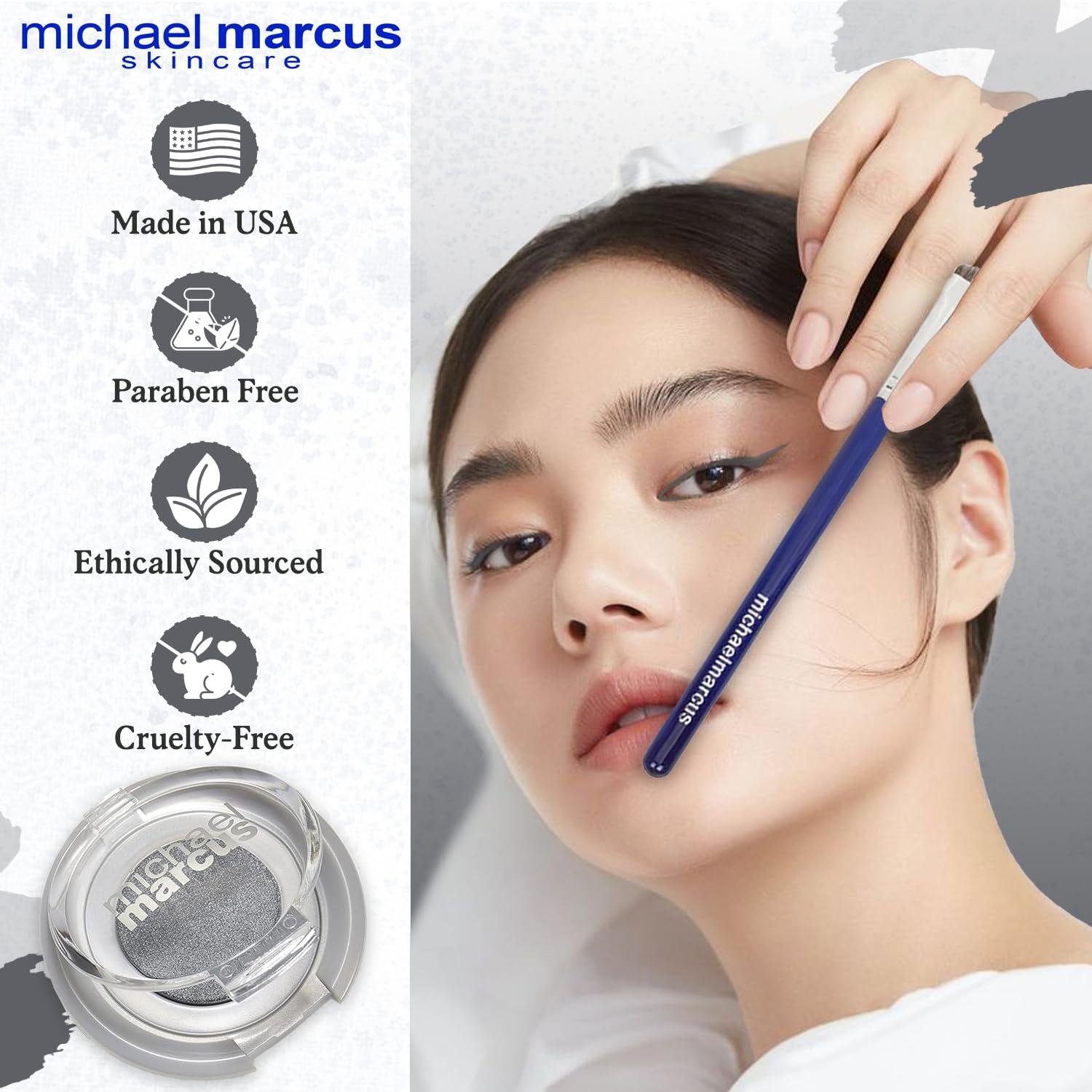 michael marcus Michael Marcus Makeup Cake Eye Liner & Eyeliner Brush Trashy - Water Activated Dry Pressed, Long-Lasting & Smudge Resistant Eyeliner - Cruelty & Paraben Free - For Beginner & Pro Makeup Artist