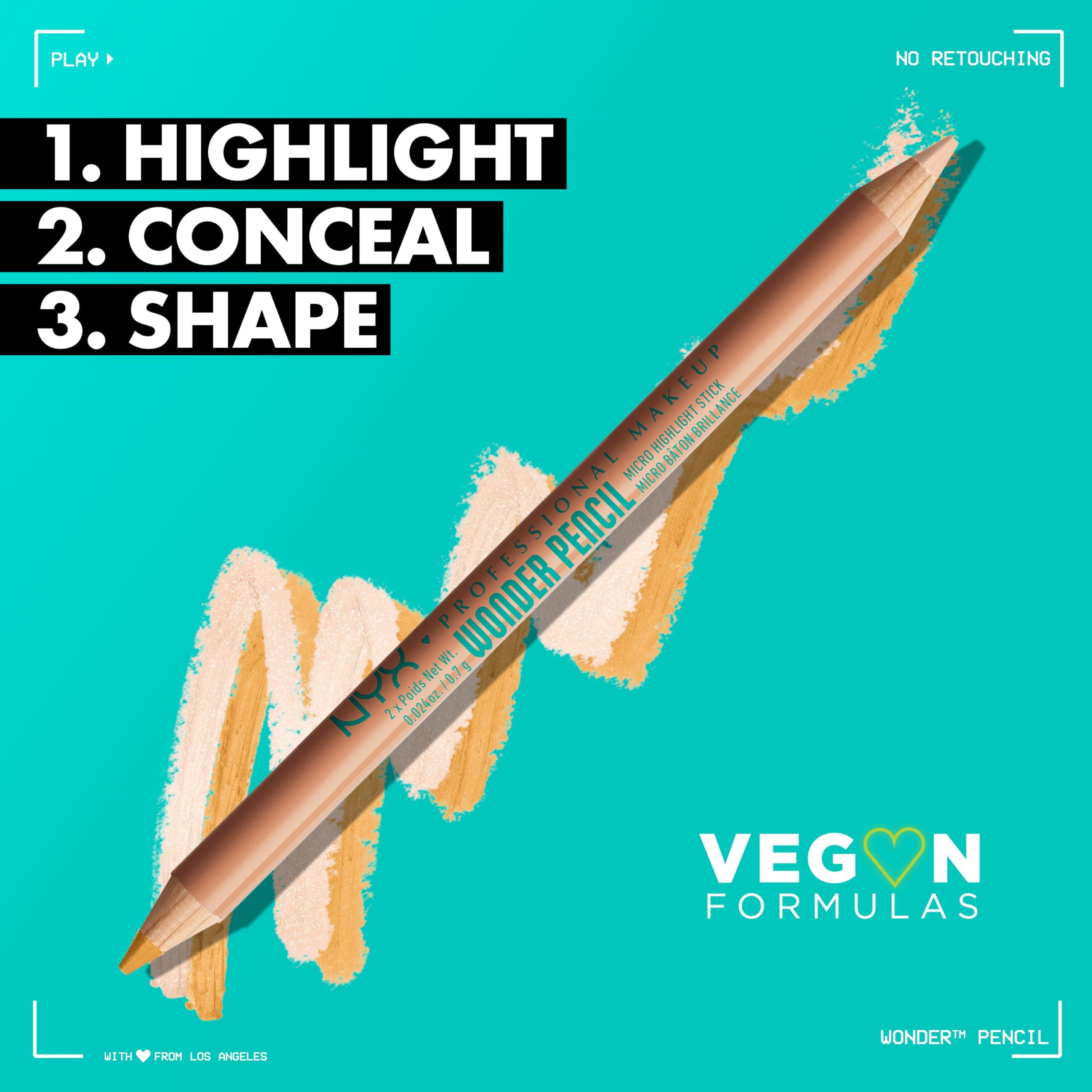 NYX PROFESSIONAL MAKEUP NYX PROFESSIONAL MAKEUP Wonder Pencil, Multi-Use Micro Highlighter & Concealer Stick - Medium Peach (Pack of 2)