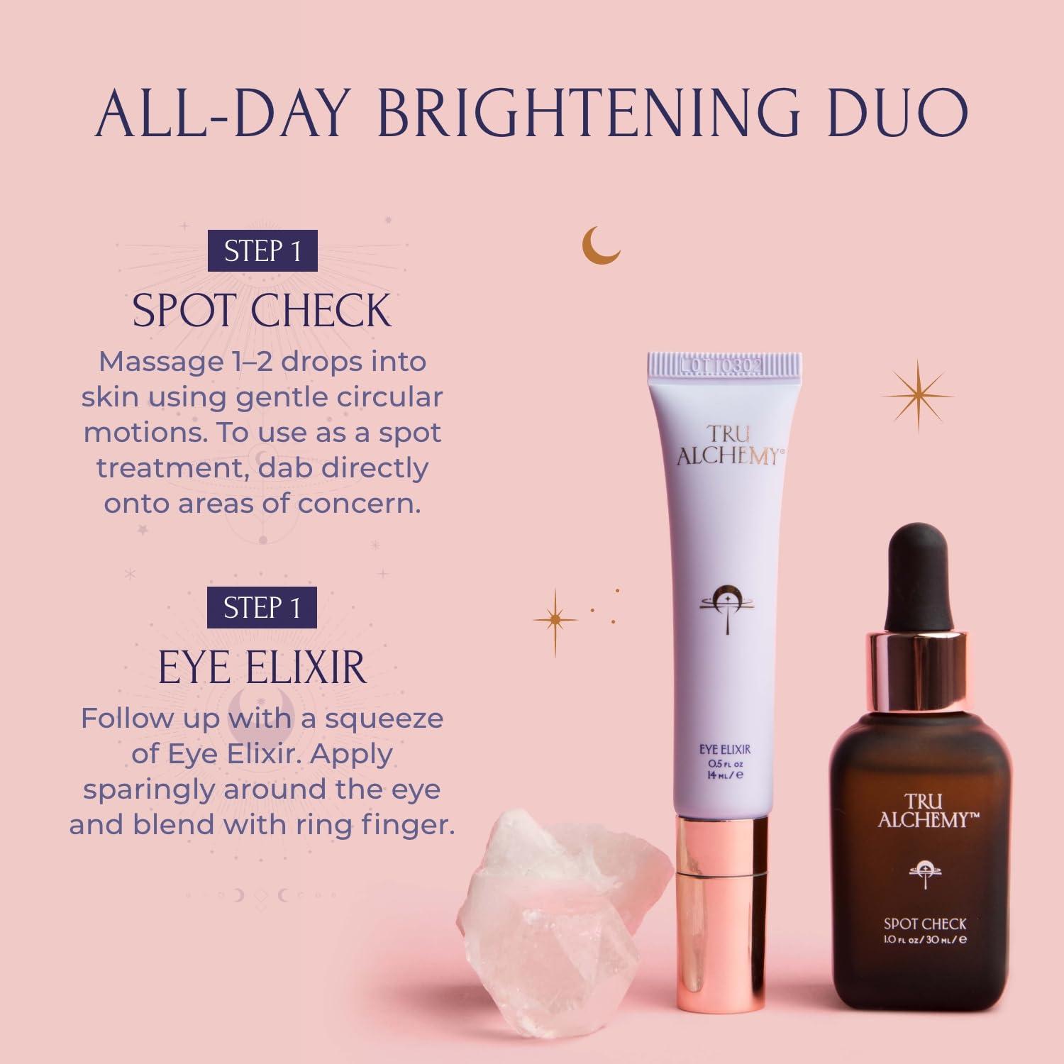 Tru Alchemy Tru Alchemy Spot Check + Eye Elixir Bundle | Brightening Serum + Spot Corrector with Niacinamide, TriDroxy Acid Blend, Hyaluronix + Cooling Eye Treatment with Hyaluronix, Caffeine, & Vitamin C