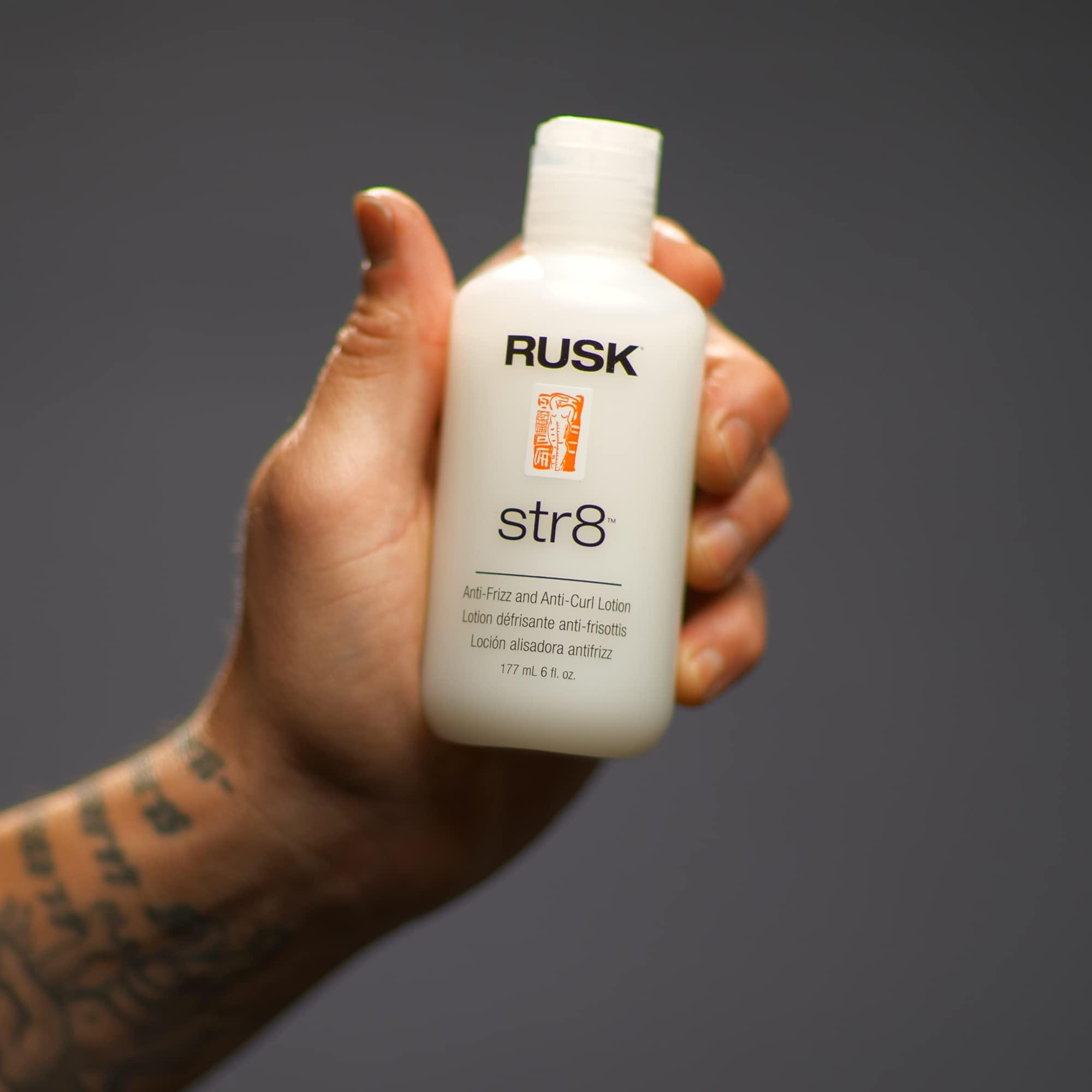 RUSK RUSK Designer Collection Str8 Anti-Frizz and Anti-Curl Lotion, Light, Greaseless, Temporarily Removes Curl and Eliminates Frizz, White 6 oz.