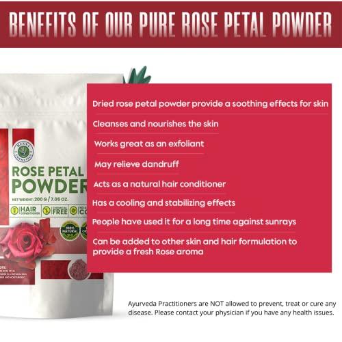 HENNA COSMETICS CYPRI Rose Petal Powder For Facial/Hair Mask Formulation, Skin 100% Organic | 100 Grams (3.53 ounces)| Henna Cosmetics