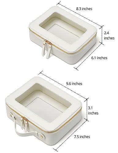 Popvibe Popvibe Slim Makeup Brush Bag Travel Clear Toiletry Bag for Women Cute White Make Up Bag for Traveling Cosmetic Bag Organizer Waterproof Tansparent Beauty Makeup Case