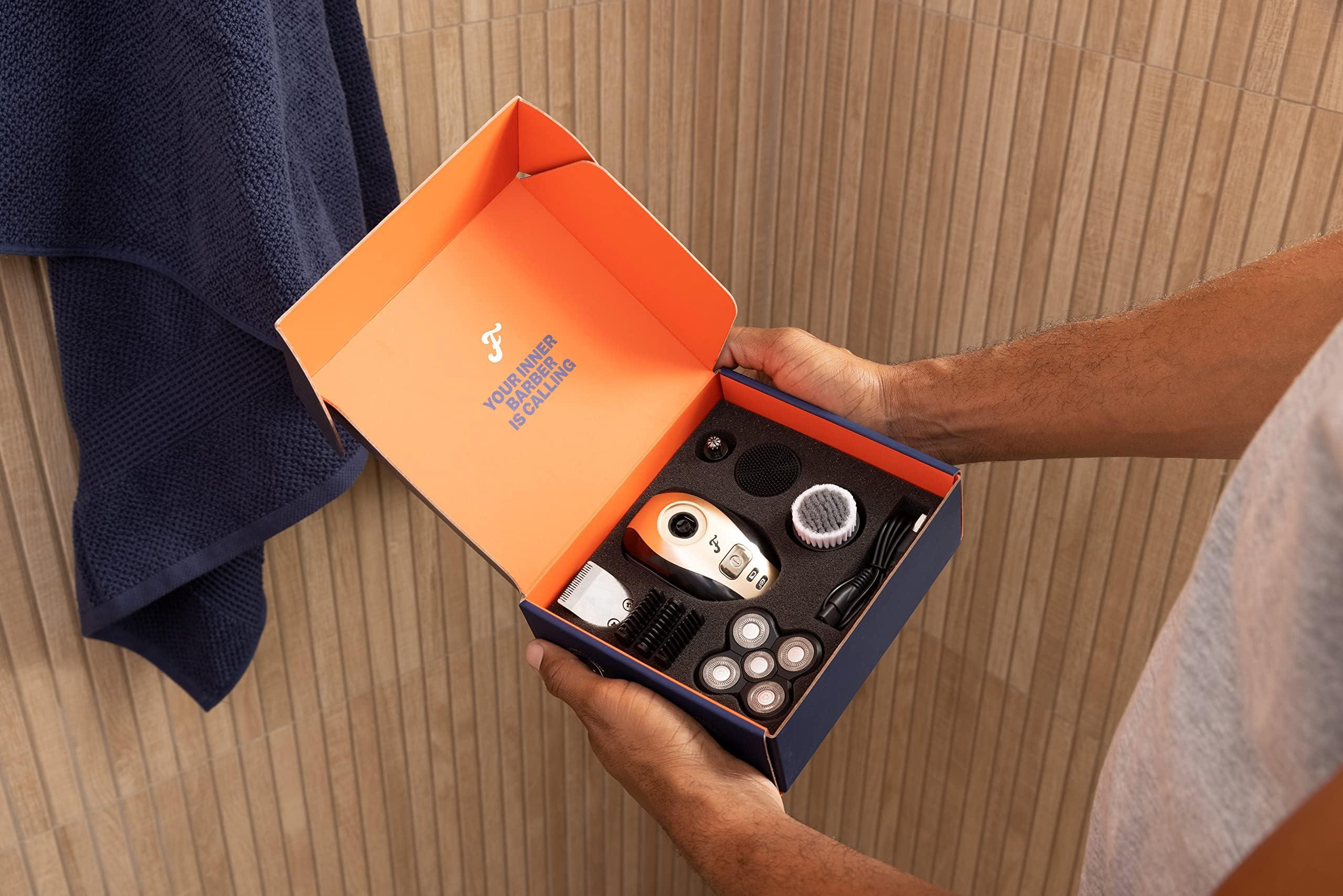 FREEDOM GROOMING The FlexSeries Electric Head Hair Shaver - Freebird - Ultimate Mens Cordless Rechargeable Wet/Dry Skull & Bald Head Waterproof Razor with Rotary Blades, Clippers, Nose Trimmer, Brush, Massager