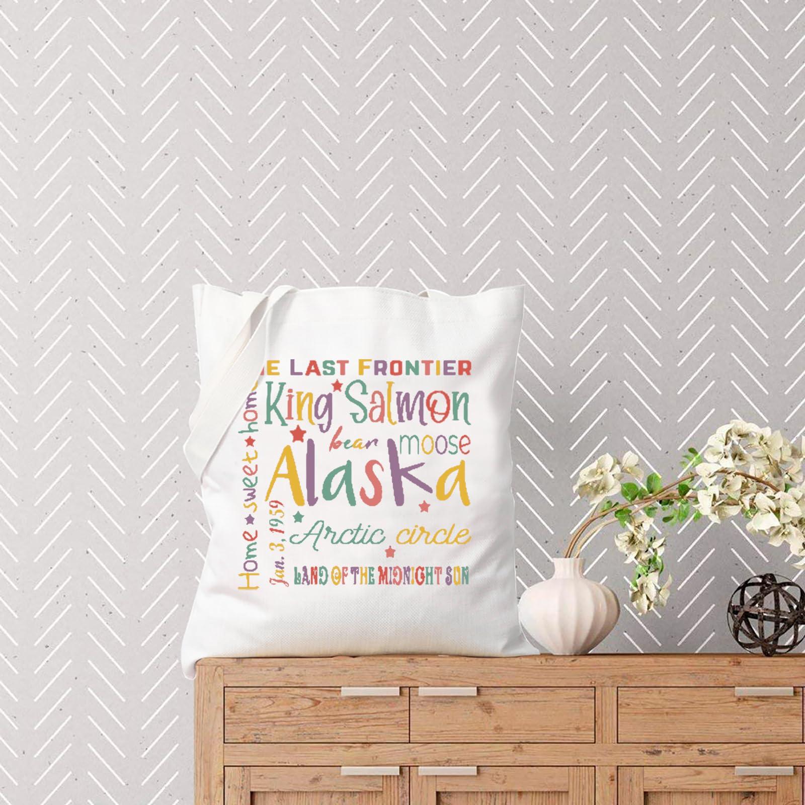 TSOTMO TSOTMO Alaska Trip Activities Canvas Shopping Bag Alaska Vacation Entertainment Alaska Cruise Gift for Mother (bear Alaska tote)