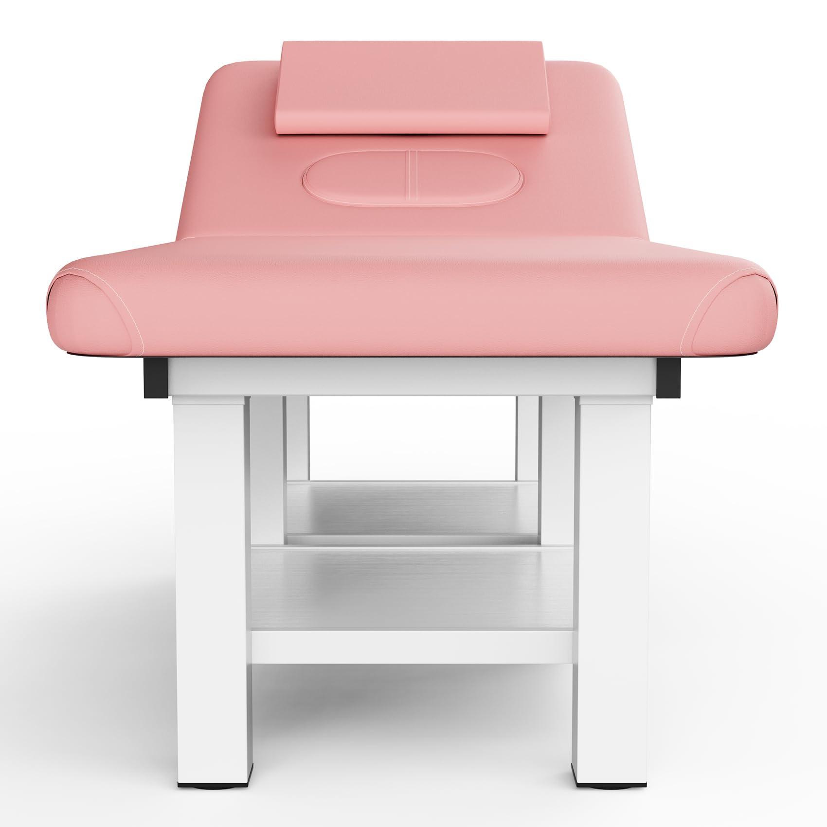 Dolonm 800LBS Heavy Duty Stationary Massage Table with Open-Chest & Headrest for Treatment, Physical Therapy, Spa Facial Professional Massage Bed, Thickening Metal Frame & PU Leather - Segmented Structure