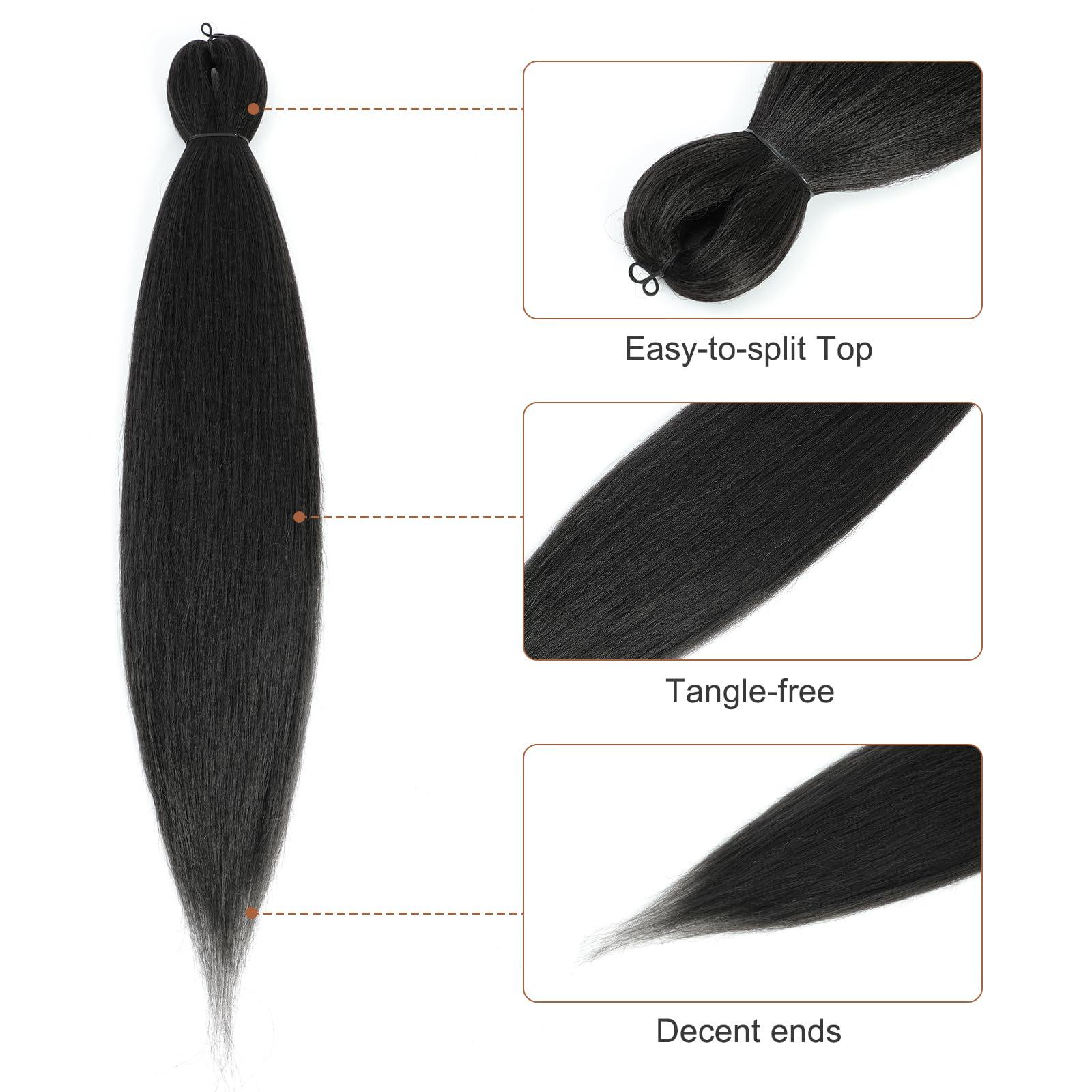 DIFUNEE DIFUNEE Pre-stretched Braiding Hair - 30 Inch 8 Packs Dark Brown Super Long Braiding Hair For Twist or Box Braids, Yaki Texture Hot Water Setting Synthetic Braiding Hair Extensions (30 Inch, 2-8P)