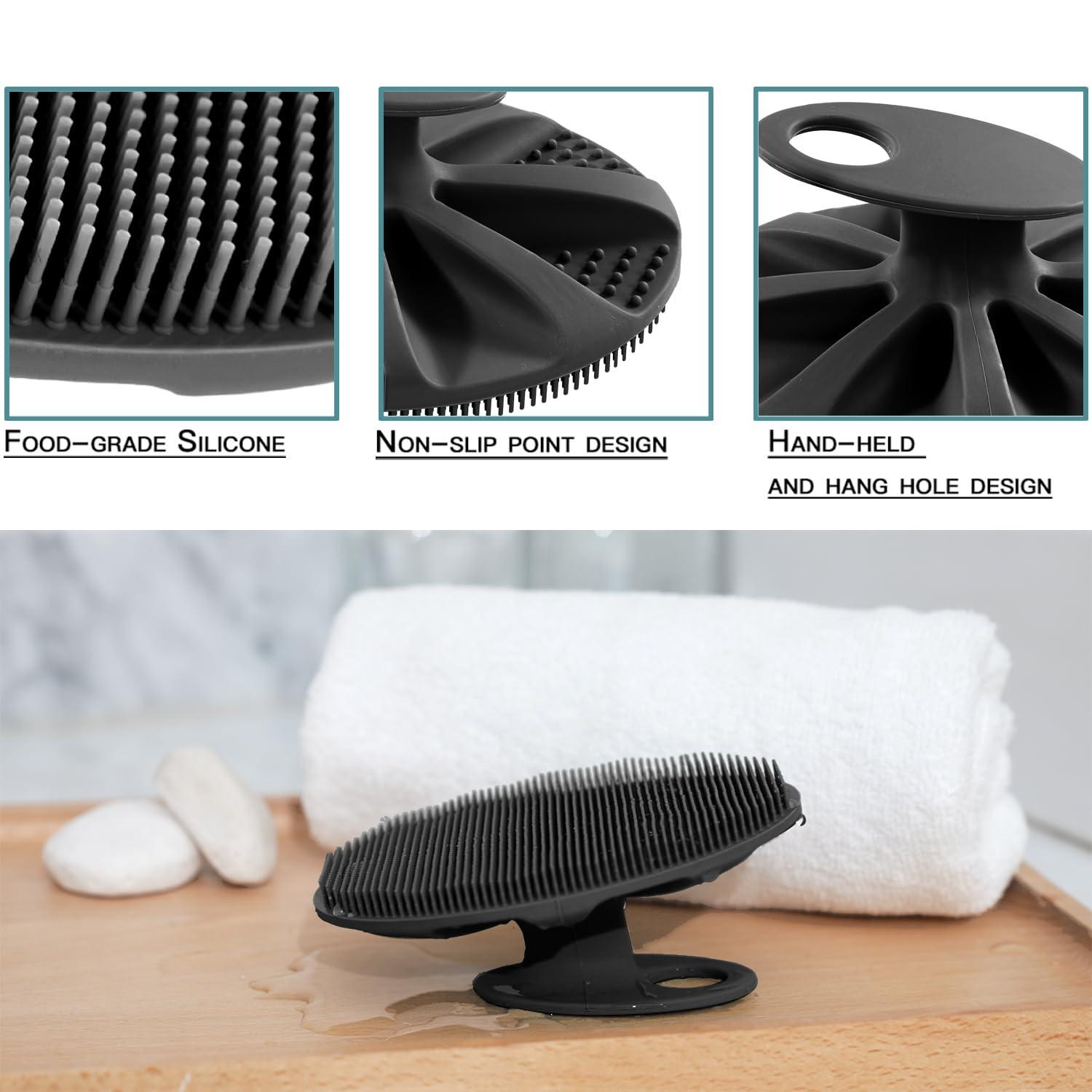 INNERNEED INNERNEED Soft Silicone Body Scrubber Handheld Shower Cleansing Brush, Gentle Exfoliating and Massage for all Kinds of Skin (Black)