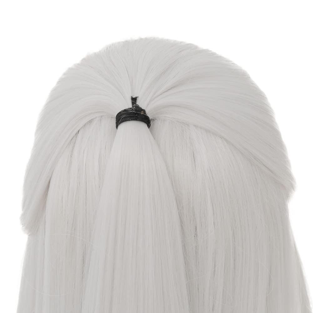 Dai Cloud Dai Cloud White Straight Wigs for Men Long White Male Hair Halloween Cosplay Anime Wigs