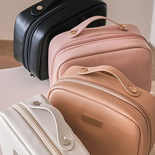 cirea cirea Square Box Cosmetic Bag With Large Capacity, Double Layer Cosmetic Storage Bag, Portable And Waterproof Travel Storage Bag (White)