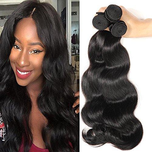 Queen Plus Hair Queen Plus Hair 100% Unprocessed Brazilian Virgin Hair Extensions, Natural Color Body Weft,Package of 10 Bundles, the Wholesale Hair Products (26" x 10 Bundles)