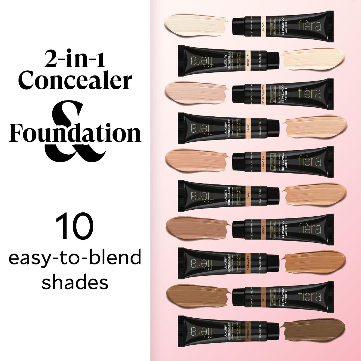 FIRA Fira Luxury Concealer & Foundation with Anti-Aging Ingredients - Full Coverage for Dark Circles, Wrinkles, Fine Lines, and Spots, All-Day Wear For Mature Skin - Sand, 0.5 FL. OZ. / 15 ML