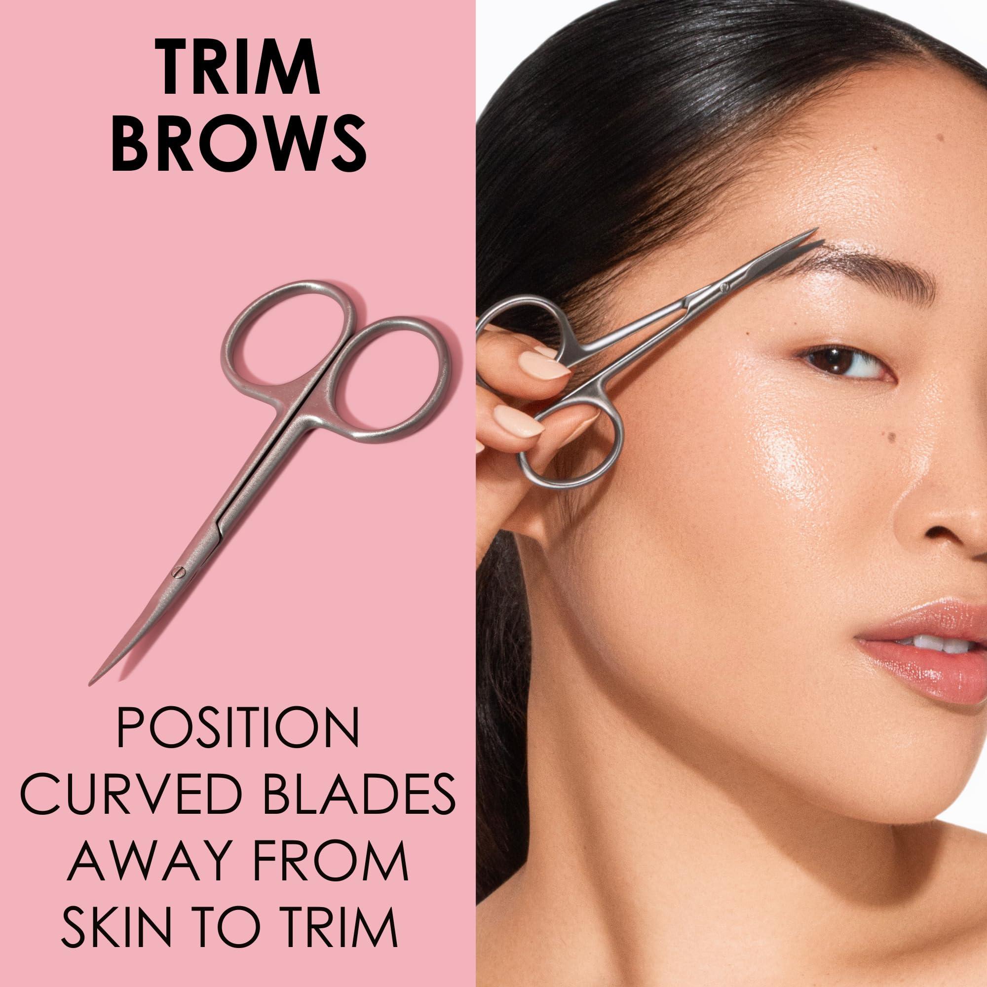 JAPONESQUE JAPONESQUE Beauty Scissors for Trimming Facial Hair, Brow and Nail Care with Ultra-Sharp, Salon-Quality, Stainless Steel Blades, Curved for Safety and Precision