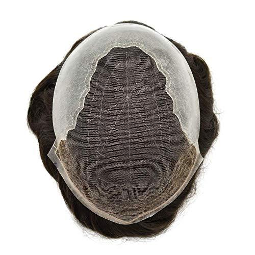 Dr hair Toupee For Men Q6 Lace Front Hair Pieces Unprocessed Virgin Human Hair System For Men Bleached Knots And Natural Hairline Mens Toupee Hair Unit, 7x9, 3.0 Ounce