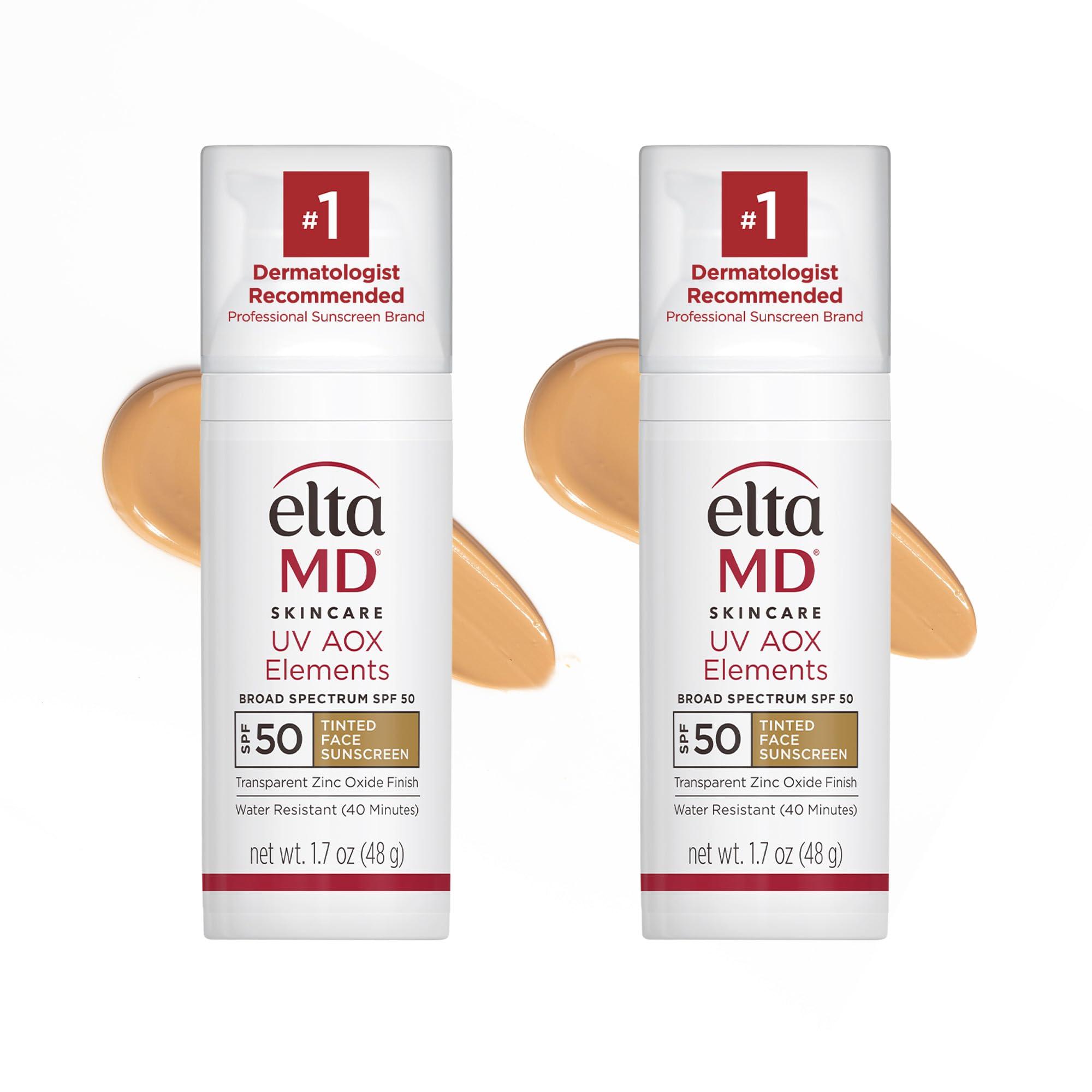EltaMD EltaMD UV Elements Tinted Moisturizer with Broad-Spectrum SPF 44, Mineral Face Sunscreen, Water-Resistant, Oil-Free, Face Moisturizer 2.0 oz Airless Pump (2 pack)
