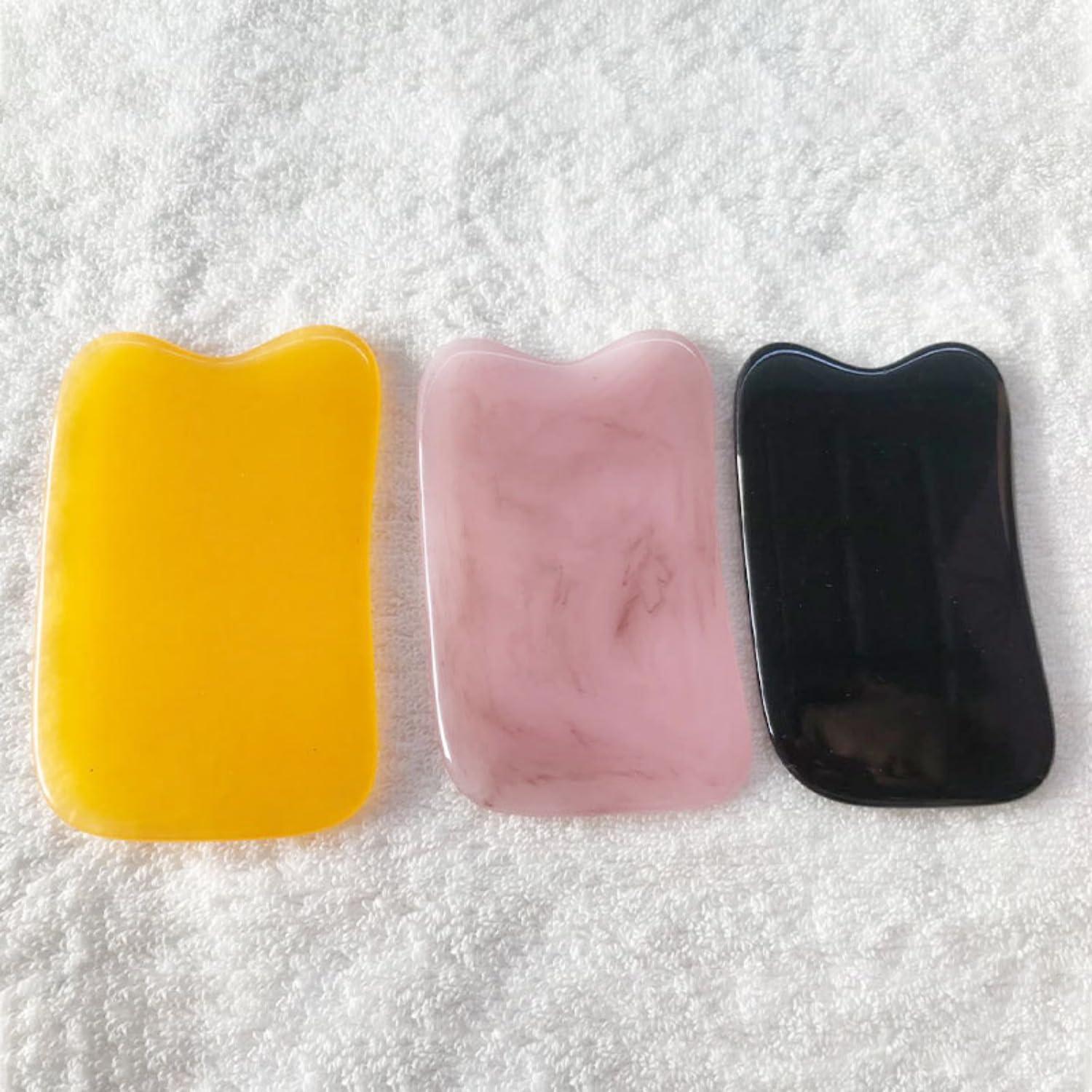 COWRC Gua Sha Facial Tools, Square Guasha Massage Tool for Double Chin & Jawline, Large Gua Sha Board Self-Skin Care Face Tool (Pink)