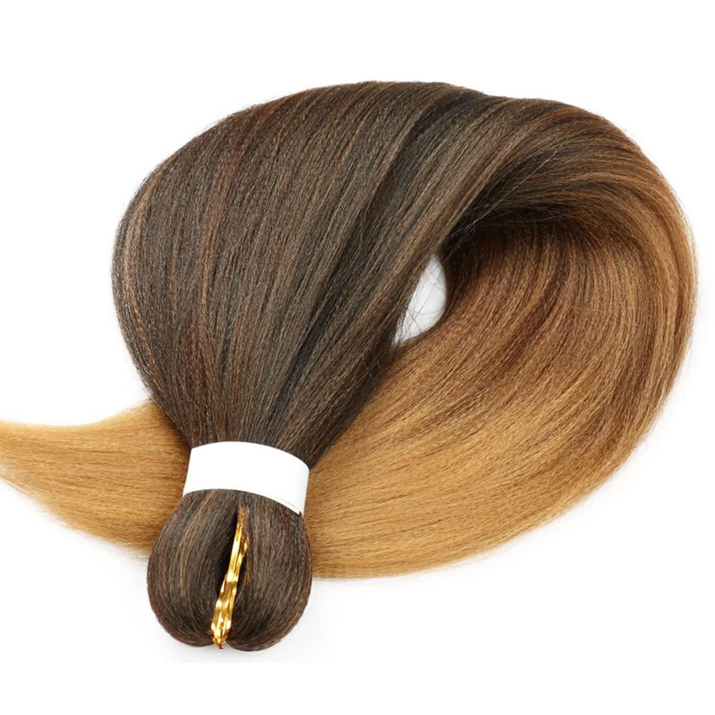 jiefeng Pre Stretched Braiding Hair 8 Packs Professional Synthetic Ombre Braids Hair Extensions for Women Grils Hot Water Setting Yaki Texture (26 Inch, 1B/30/27)