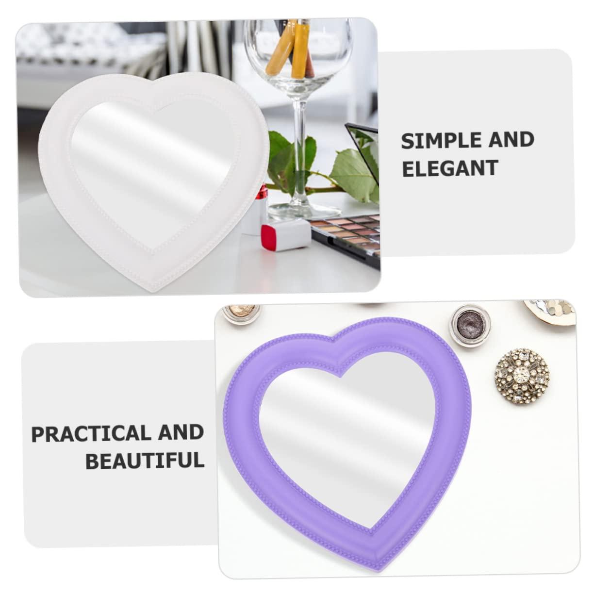 minkissy minkissy Desk Standing Makeup Mirror Set 2pcs Heart Shaped Vanity Mirrors for Women Mirror Surface