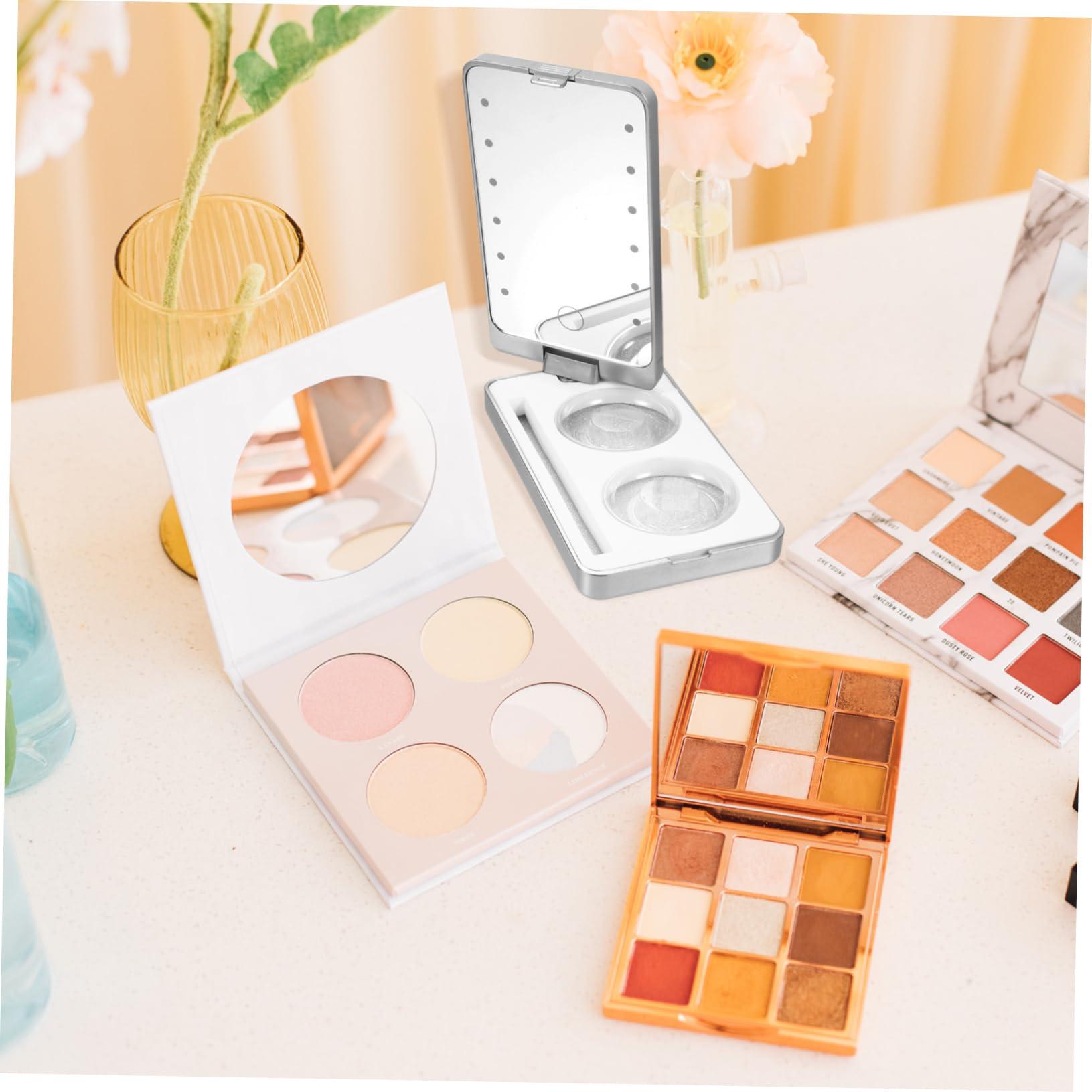 Outanaya Outanaya Led Mirror Lash Case Eyelash Storage Box with Makeup Organizer White Plastic Compact Portable