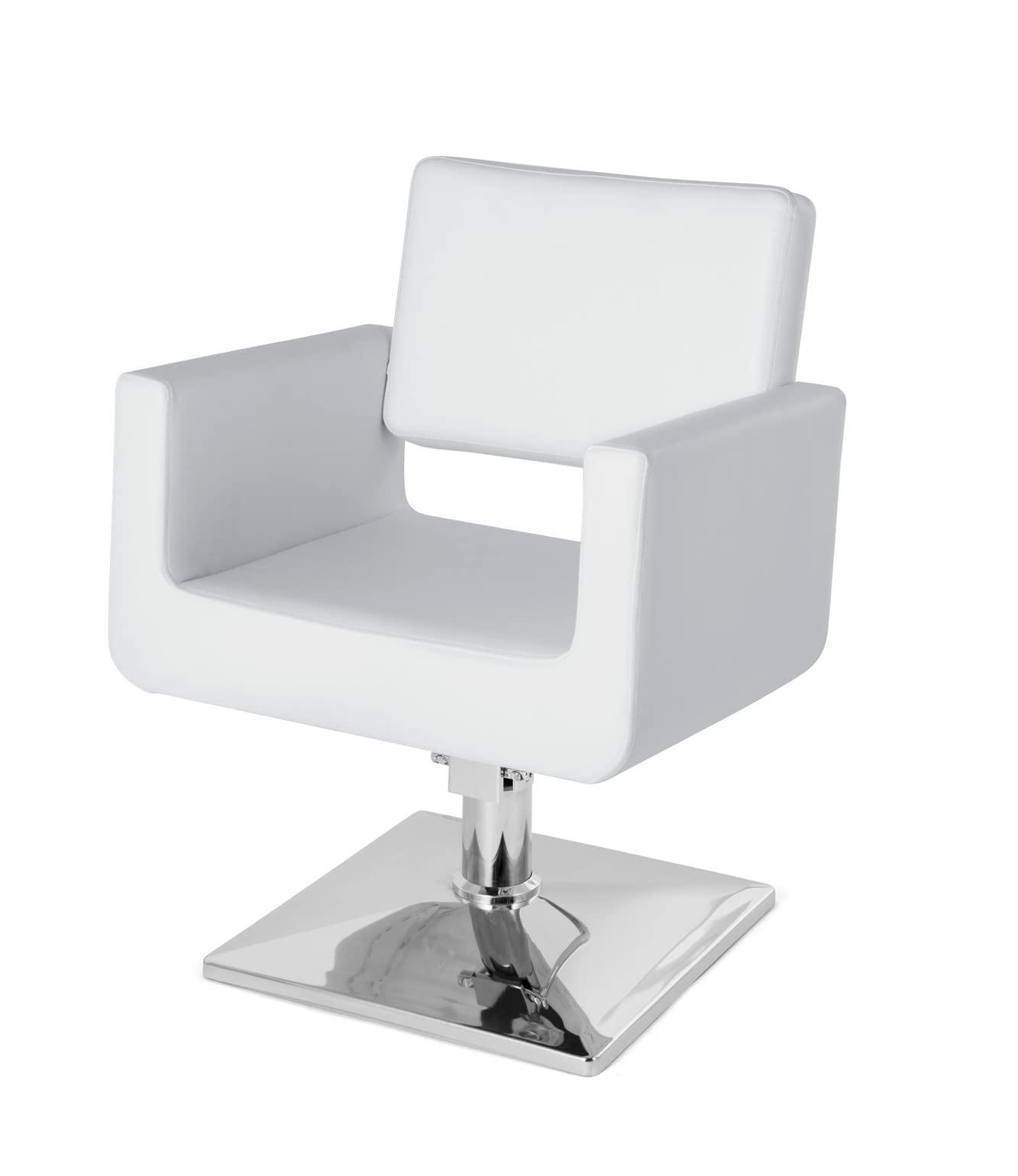 Beautymega Beautymega White Salon Spa Beauty Chair Square Base Vintage Stylist Barber Chair
