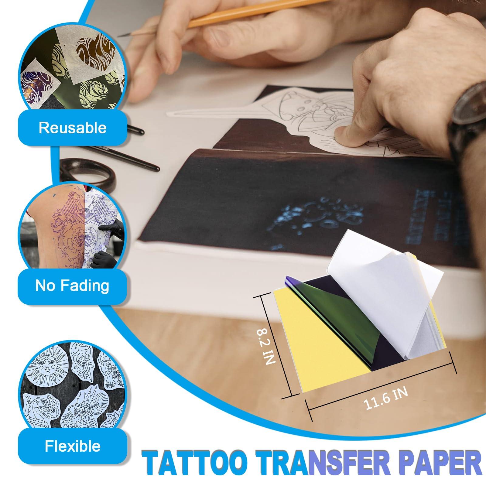 Emalla Emalla 3mm Tattoo Skin with Transfer Paper - 33Pcs Tattoo Stencil Paper and Skin Practice Kit Including 13Pcs Soft Tattoo Fake Skin and 20Pcs Tattoo Transfer Paper for Beginners or Artists Tattoo Kit