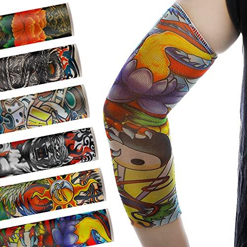 Hicarer 12 Pieces Tattoo Arm Sleeves for Kids Temporary Kids Tattoo Sleeve UV Sun Protection Kids Arm Sleeves (Rich Pattern)