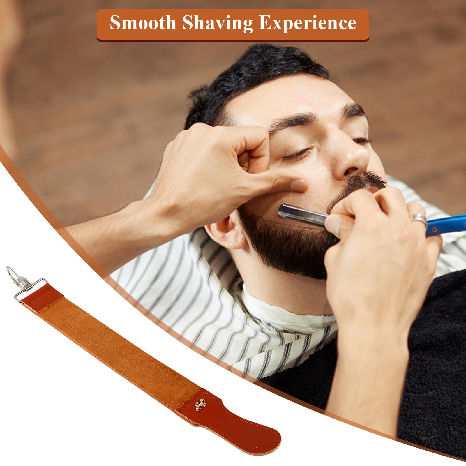 Estink Strops, Genuine Leather Strop Strap Barber Straight Folding Barber\'s Leather Sharpener Sharpening Belt, Double Sided Leather Strop for Sharpening and Smoothing After Honing Razors