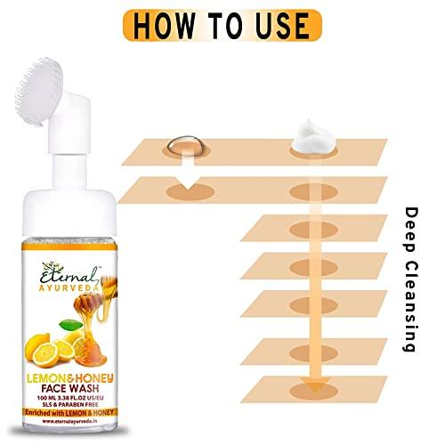 ROSEVILLA ROSEVILLA Eternal Ayurveda Lemon & Honey Face Wash - 100 ML bottle with inbuilt brush