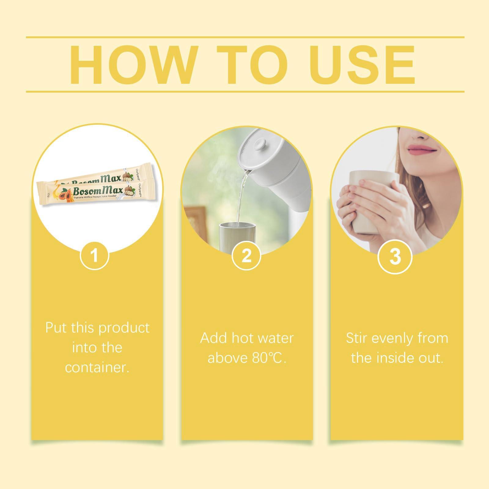 Keyess Pueraria Mirifica Papaya Juice Powder, Pueraria Juice Powder, BosomMax Pueraria Mirifica Papaya Juice Powder - with Papaya Extract Bust Lifting Mirifica Powder (4 Boxes)