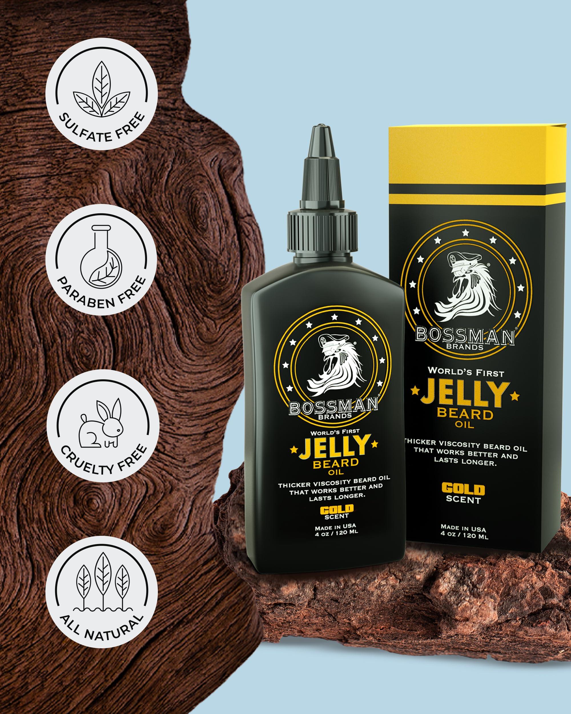 Bossman Bossman Beard Oil Jelly (4oz) - Beard Growth Softener, Moisturizer Lotion Gel with Natural Ingredients - Beard Growing Product (Gold Scent)