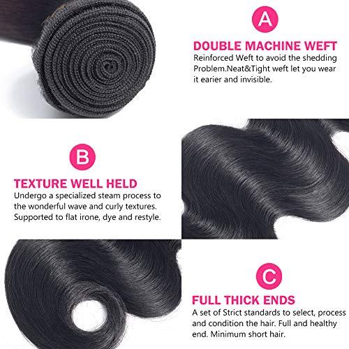 TrueHair Body Wave Bundles with Closure Brazilian Hair Unprocessed Virgin Hair 100% Human Hair (22 inch single bundle)