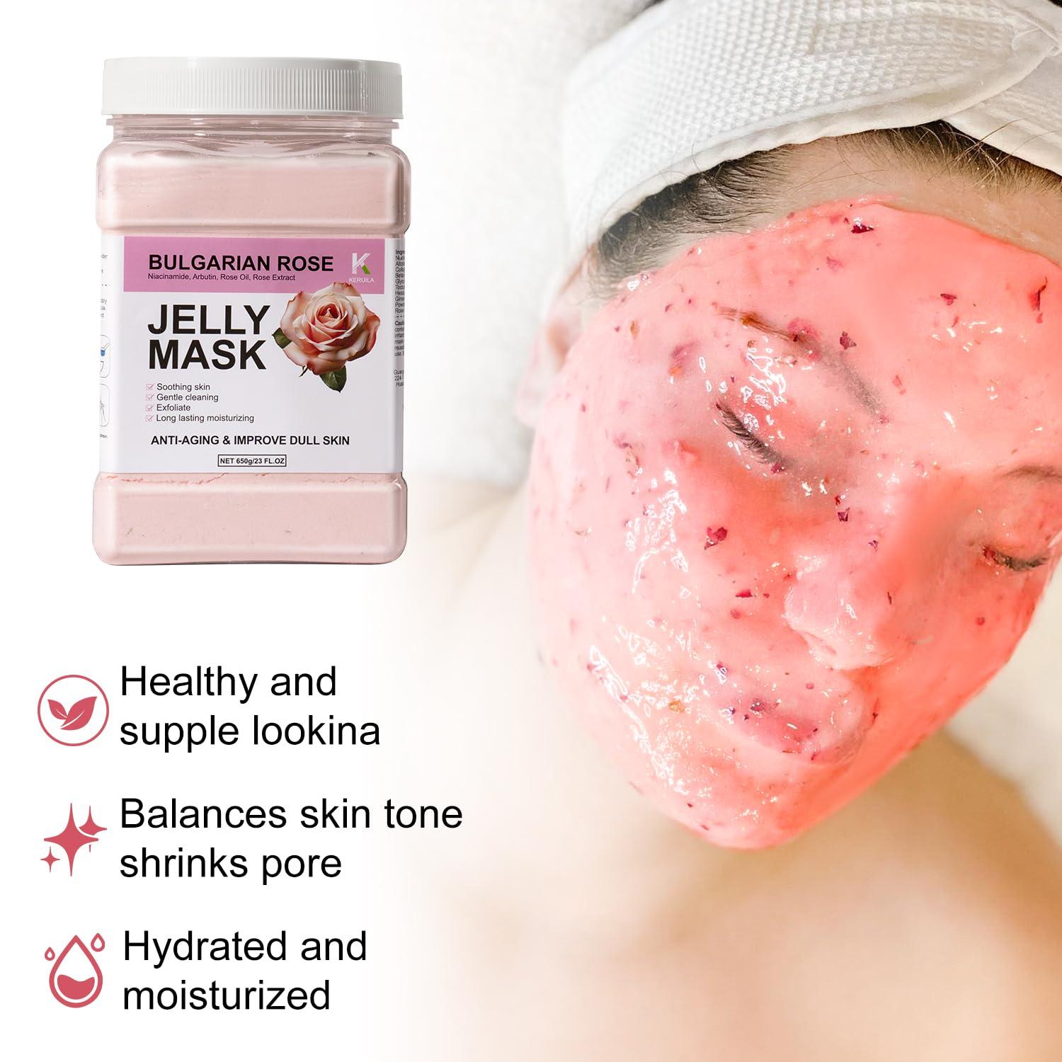 KERUILA KERUILA Bulgarian Rose Jelly Masks For Facials Professional, Rose Masks Powder Facial Mask, Hydrojelly Jelly Gel Face Mask For Peel Off, Smooth & Hydrating Mask for Face Skin Care Of Home Spa