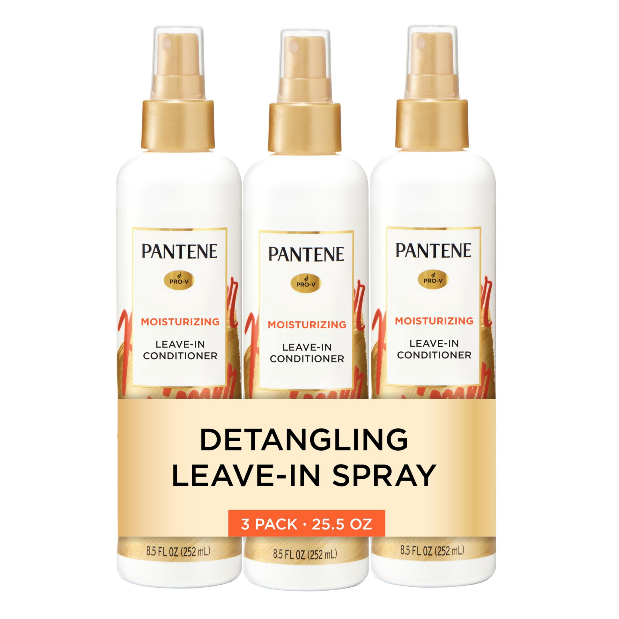 Pantene Pantene Conditioning Detangler Spray, Pro-V Repair & Protect, Nutrient Boost for Damaged Hair, Antioxidant Enriched, Leave-In Conditioner, Smooth & Shine, Sulfate-Free, 8.5 Fl Oz, 3 Pack