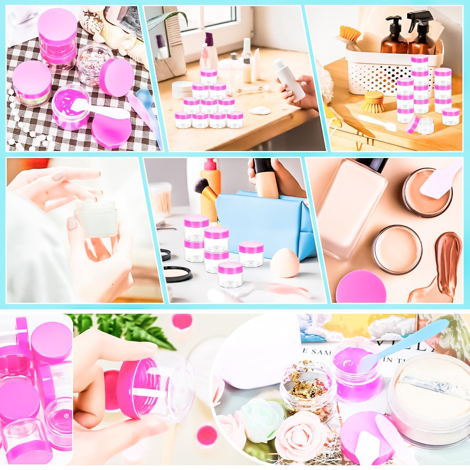 MotBach MotBach 35Pack 20g Small Plastic Cosmetic Containers with Lids, 0.7oz Plastic Makeup Containers Jars with Spatulas, 20ml Sample Jars Travel Size Containers for Toiletries Lip Balm Lotion Slime Cream