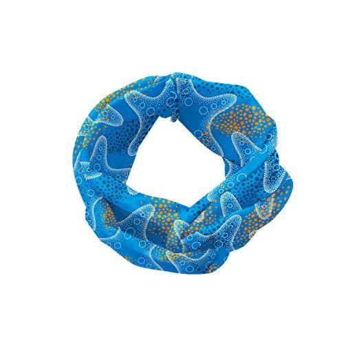 Ambesonne Ambesonne Starfish Headband for Women, Marine Underwater Life Theme Sea Stars Dotwork Style Aquatic Ocean Design, Elastic Comfy Hair Accessory Knotted Head Wrap Everyday Use, XS-S, Marigold Blue White