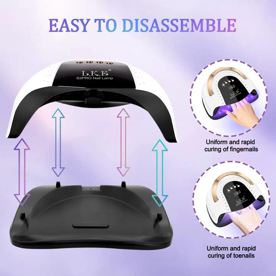 LKE 268W UV LED Nail Lamp, LKE Nail Dryer for Gel Polish, 4 Timers UV Nail Lamp Professional Nail Light, 57Pcs Lamp Beads and Automatic Sensor(White)