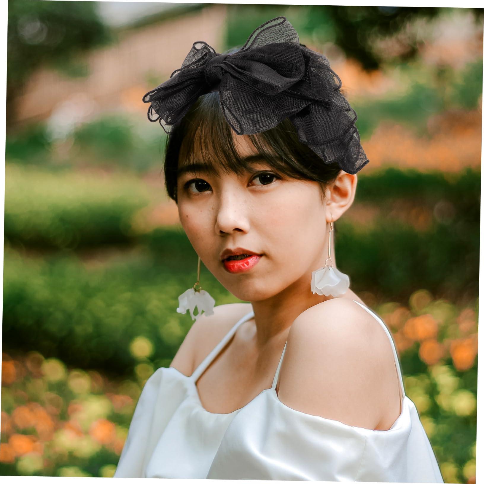 SHERCHPRY SHERCHPRY Black Headband With Bow, Bow Knot Headbands Bow Hair Hoop Cosplay Party