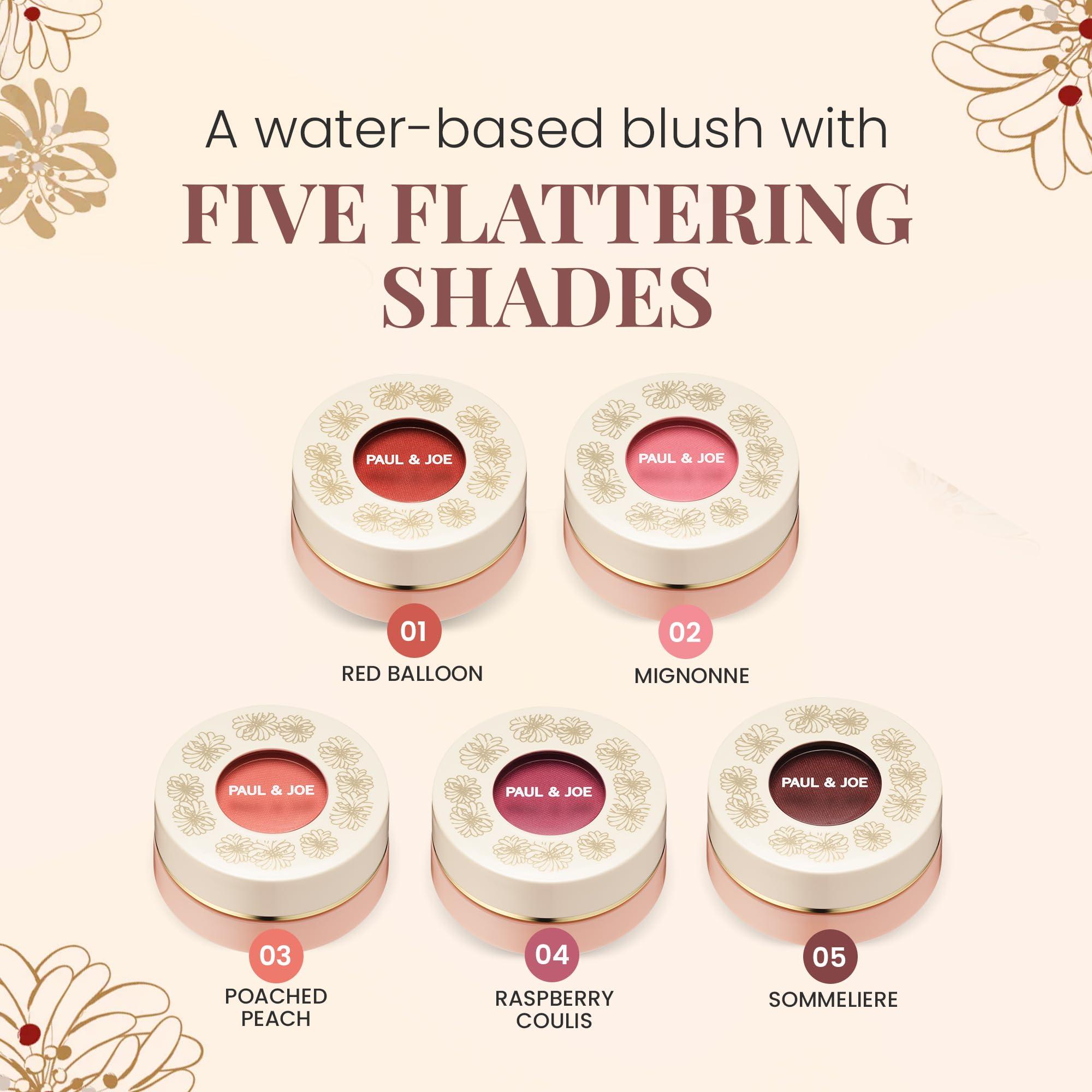 Paul & Joe Paul & Joe Gel Blush, Bright and Buildable Blush Makeup, Water-Based Gel Makeup Blush with Hydrating Oils for Dewy, Radiant Finish, Garnet and Wine Red Cheek Tint, 05 Sommeliere, 0.71 oz