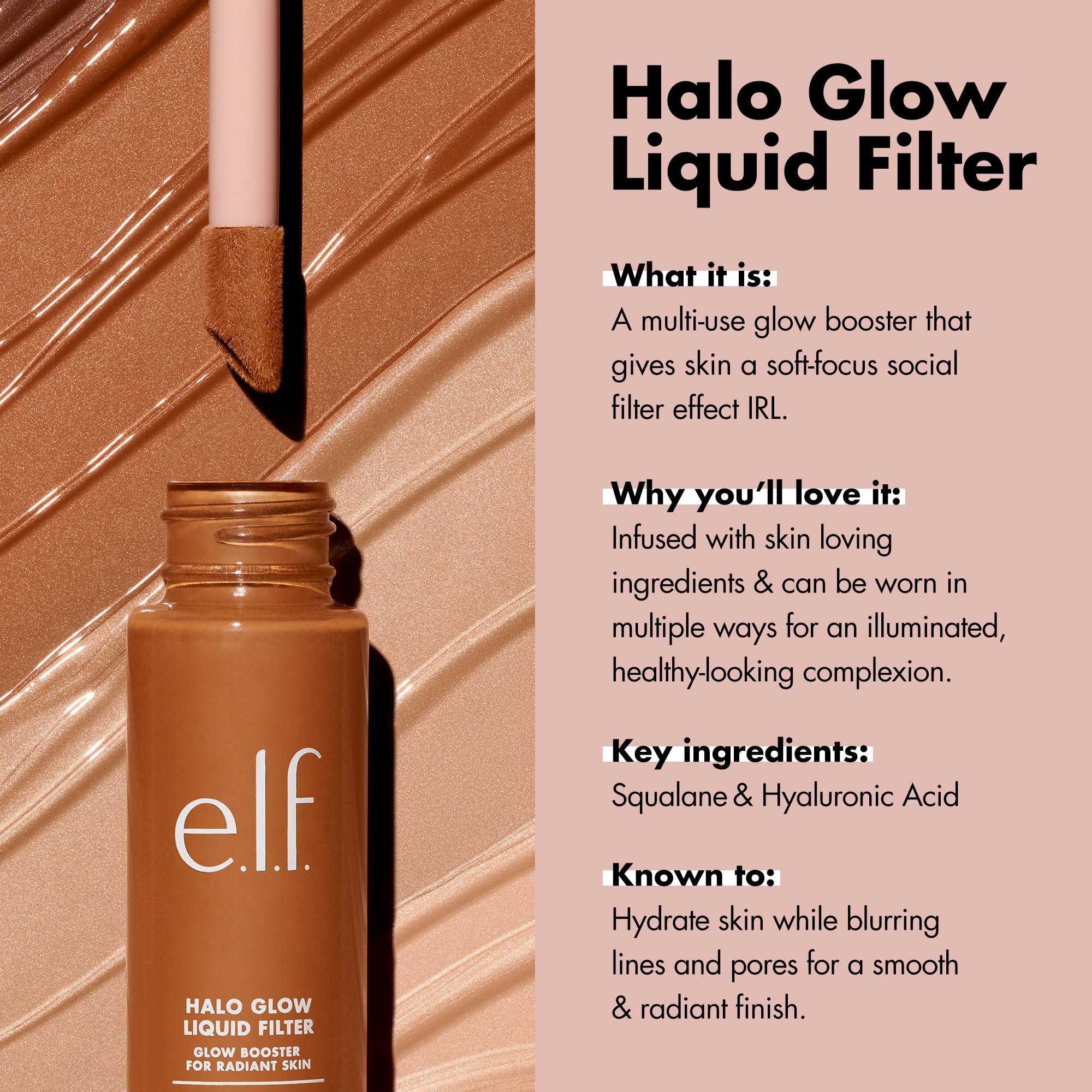 e.l.f. e.l.f. Halo Glow Liquid Filter, Complexion Booster For A Glowing, Soft-Focus Look, Infused With Hyaluronic Acid, Vegan & Cruelty-Free, 7 Deep/Rich