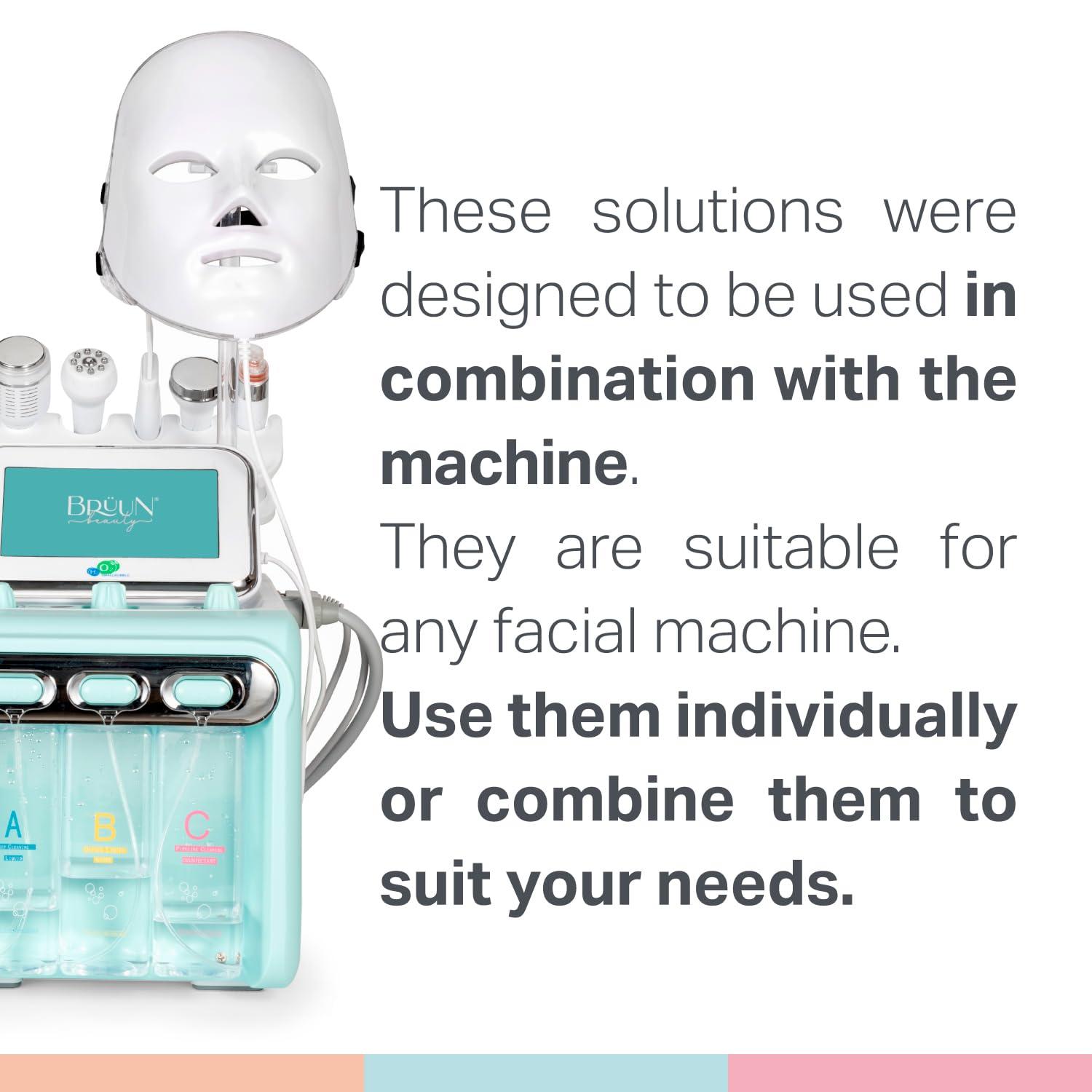 BRUN BRUN Facial Machine Concentrated Serums for Facial Cleansing A Pack of 30 ml 3 Aqua Peeling Solution AS1, SA2, and AO3 Skin Care Solution Vacuum Face Cleaning Jet for Home and Spa