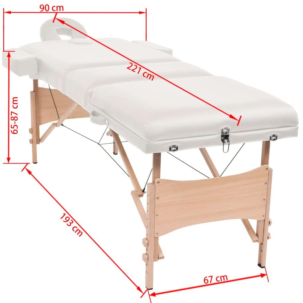 vidaXL vidaXL Table de Massage Pliable Tabouret Blanc Lit de Massage Chaise Massage