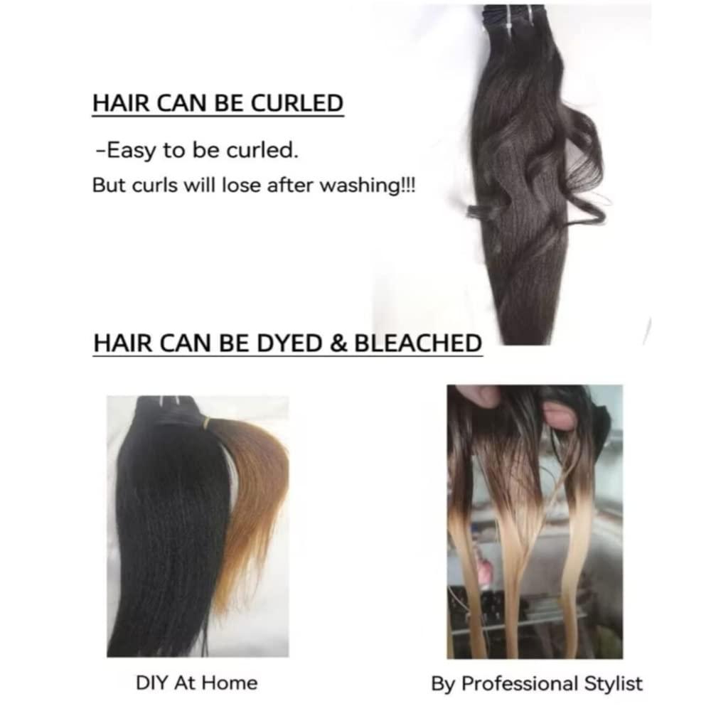 Clytie Last 5 Years Raw Light Yaki Straight Relaxed Straight Human Hair 2 Bundles Natural Coarse Yaki Kinky Straight One Donor Virgin Hair Weave For Black Women (12\" 14\")