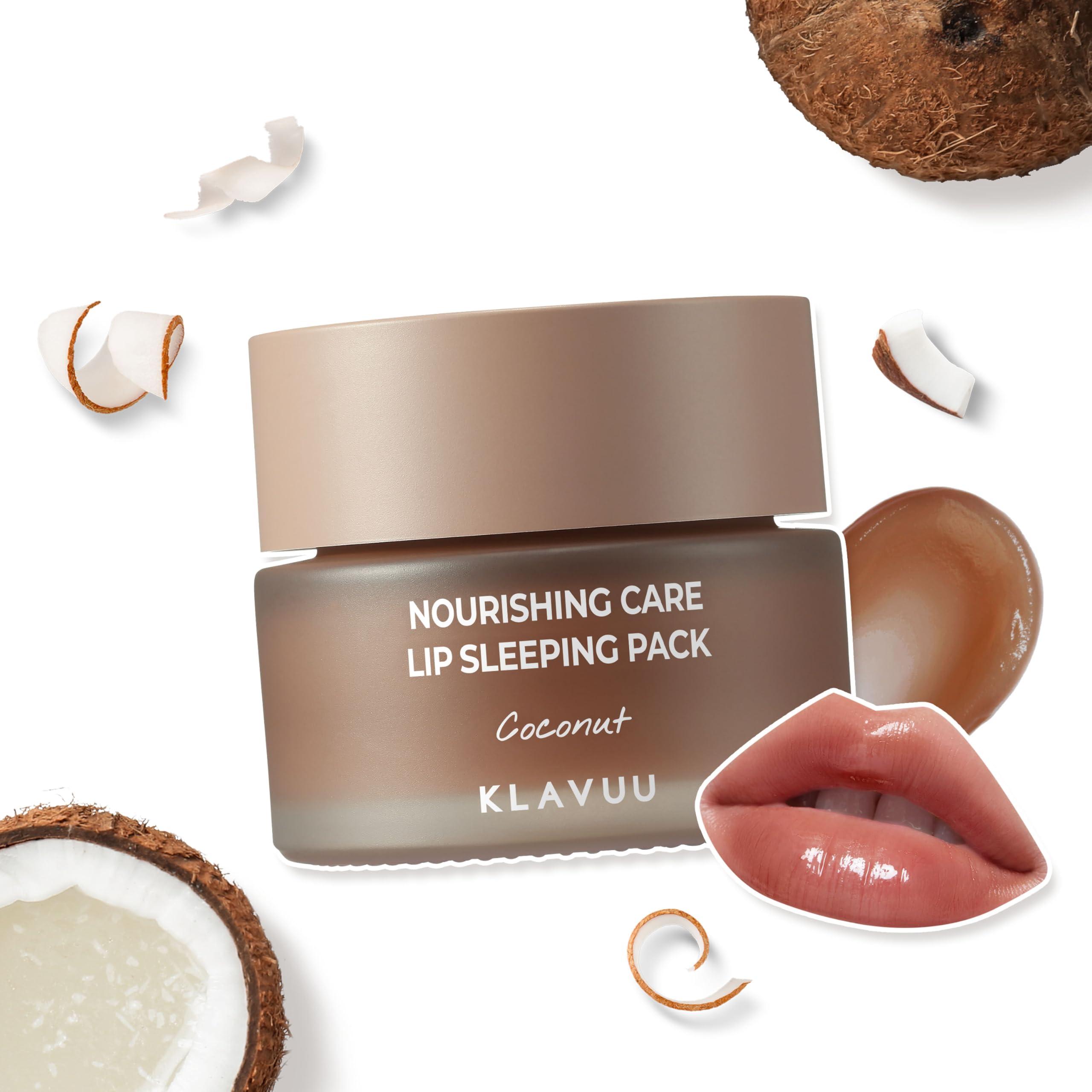 KLAVUU Klavuu Lip Mask Sleeping Pack (0.7oz) Overnight Deep Hydrating Korean Lip Balm Treatment for Very Dry, Chapped Lips | Lip Lightening & Plumping with Instant Hydration | Gentle Exfoliating (Coconut)
