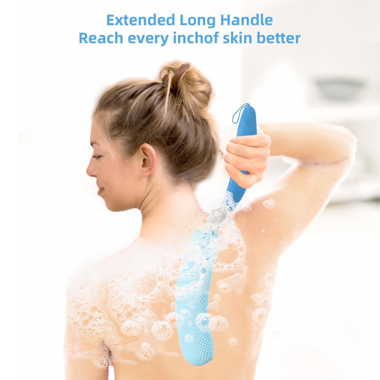 Leetye Mei Leetye Mei Long Handled Shower Brush, Non-Slip Long Handle Bath Brush, Back Body Brush Gentle Exfoliating and Lather Well Deep Cleansing Long-Lasting for Body