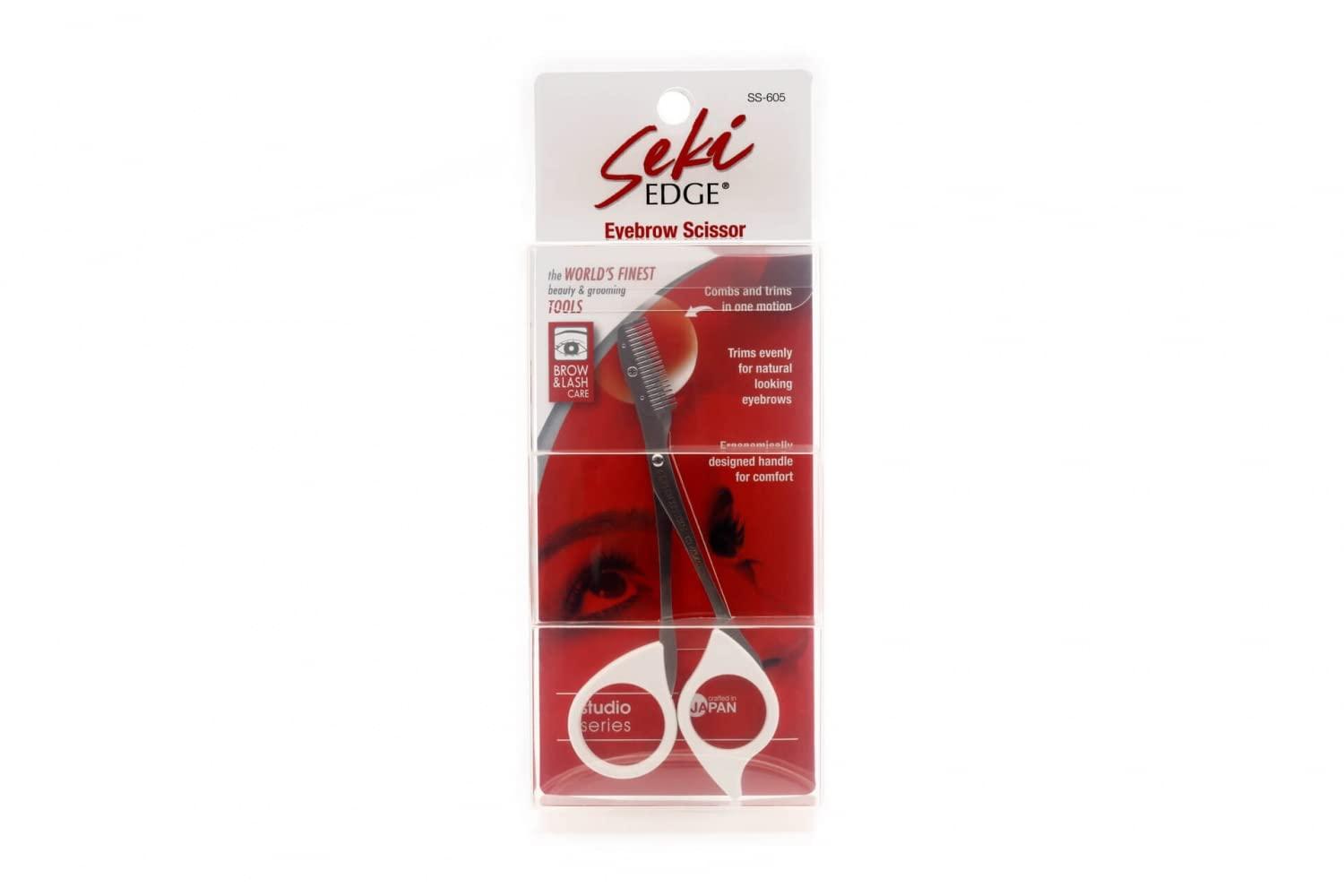 Seki EDGE Seki Edge Eyebrow Scissors Comb (SS-605) - Stainless Steel Eyebrow Trimmer Scissor Comb for Trimming Eye Brows, Beards, & Mustaches - for Men & Women - Made in Japan