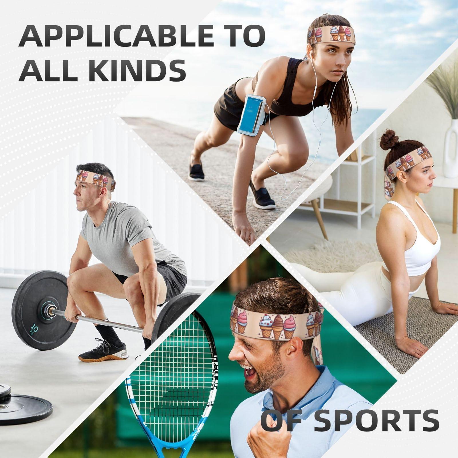 WZYWHJ WZYWHJ cartoon ice cream cone Prints Headbands,Sports Head Tie,Headband for Men and Women,Hair Band for Running Workout Football